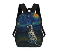 sinyumoney 3D Printed Dalmatian Dog in Starry Night Style School Backpack Book 17inch Bags Fashion Backpacks Large Capacity Backpack Children Travel Rucksacks