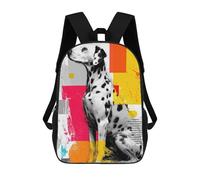 sinyumoney 3D Printed Dalmatian Dog with Abstract Background Children Backpacks Kids Cute School Backpack Outdoor Casual Daypack for Boys Middle School Students 17inch