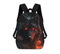 sinyumoney 3D Printed Dangerous Black Wolf Children School Backpack Fashion Rucksack Casual Travel 17inch Backpacks Large Capacity Daypack for Boys Girls