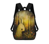 sinyumoney 3D Printed Dark Forest Bunny School Bags Kids Backpacks Casual Fashion Backpacks Book Bags for Boys Elementary And Middle School Students 17inch