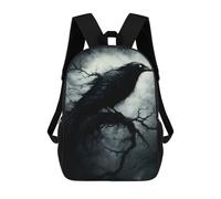 sinyumoney 3D Printed Dark Raven on Branch School Bag Boys Girls Children's School Backpack Casual Fashion Backpack for in School Or Travel 17inch