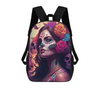 sinyumoney 3D Printed Day of The Dead Portrait-3 Children Backpacks Kids Cute School Backpack Outdoor Casual Daypack for Boys Middle School Students 17inch