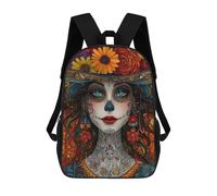sinyumoney 3D Printed Day of The Dead Portrait School Backpack With Big Pockets for Kids Children's Backpacks Boy Girl Book Bags Kids School Bag 17inch