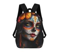 sinyumoney 3D Printed Day of The Dead Sugar Skull Children's School Backpack for Kids High Capacity Travel Rucksacks Fashion Book Bags Kids School Bag Back Pack 17inch