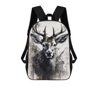 sinyumoney 3D Printed Deer Beauty Black Ink School Bags Kids 17inch Backpacks Casual Fashion School Bag Backpacks Book Bags for Boys Elementary And Middle School Students