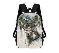 sinyumoney 3D Printed Deer in The Wildscape School Backpack With Big Pockets for Kids Children's Backpacks Boy Girl Book Bags Kids School Bag 17inch