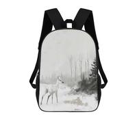 sinyumoney 3D Printed Deer in Winter Forest Painting Children Backpacks Kids Cute School Backpack Outdoor Casual Daypack for Boys Middle School Students 17inch