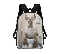 sinyumoney 3D Printed Deer Newspaper Toilet School Book Bags Fashion Kids Large Capacity Backpack Children School Bag Travel Rucksacks 17inch