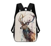 sinyumoney 3D Printed Deer Watercolor School Bag Boys Girls Children's 17inch Backpack School Backpack Casual Fashion Backpack for in School Or Travel