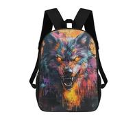 sinyumoney 3D Printed Dire Wolf Graffiti Art Children's School Backpack for Kids High Capacity Travel Rucksacks Fashion Book Bags Kids School Bag Back Pack 17inch