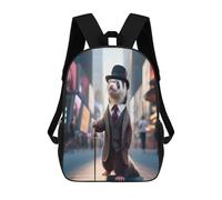 sinyumoney 3D Printed Distinguished Gentleman Children's 17inch School Backpack for Kids High Capacity Travel Rucksacks Fashion Book Bags Kids School Bag