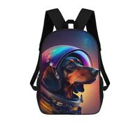 sinyumoney 3D Printed Dog in Space Helmet -3 Children's School Backpack for Kids High Capacity Travel Rucksacks Fashion Book Bags Kids School Bag Back Pack 17inch