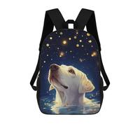 sinyumoney 3D Printed Dog Looking at Stars Children Backpacks Kids Cute School Backpack Outdoor Casual Daypack for Boys Middle School Students 17inch