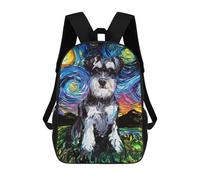 sinyumoney 3D Printed Dog Starry Night Schnauzer School Bag Boys Girls Children's 17inch Backpack School Backpack Casual Fashion Backpack for in School Or Travel