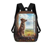 sinyumoney 3D Printed Dog Window View Painting School Backpack With Big Pockets for Kids Children's Backpacks Boy Girl Book Bags Kids School Bag 17inch