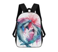 sinyumoney 3D Printed Dolphin Couple Love Story School Bag Boys Girls Children's 17inch Backpack School Backpack Casual Fashion Backpack for in School Or Travel