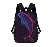 sinyumoney 3D Printed Dolphin Neon Animal School Backpack Book 17inch Bags Fashion Backpacks Large Capacity Backpack Children Travel Rucksacks