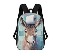 sinyumoney 3D Printed Donkey with Toilet Paper on Head Children Backpacks Kids Cute School Backpack Outdoor Casual Daypack for Boys Middle School Students 17inch