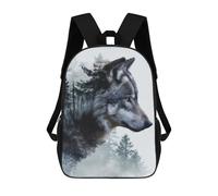 sinyumoney 3D Printed Double Exposure Wolf Children's 17inch School Backpack for Kids High Capacity Travel Rucksacks Fashion Book Bags Kids School Bag