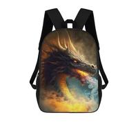 sinyumoney 3D Printed Dragon Breath Fire Artwork Children's 17inch School Backpack for Kids High Capacity Travel Rucksacks Fashion Book Bags Kids School Bag