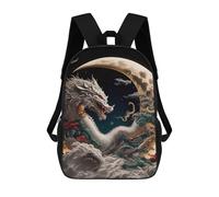 sinyumoney 3D Printed Dragon Moon Fantasy -9 Children's School Backpack for Kids High Capacity Travel Rucksacks Fashion Book Bags Kids School Bag Back Pack 17inch