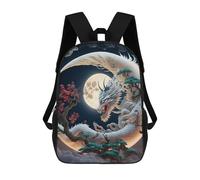sinyumoney 3D Printed Dragon Moonlit Serenity Children's School Backpack for Kids High Capacity Travel Rucksacks Fashion Book Bags Kids School Bag Back Pack 17inch