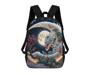 sinyumoney 3D Printed Dragon Moonlit Serenity Children's School Backpack for Kids High Capacity Travel Rucksacks Fashion Book Bags Kids School Bag Back Pack 17inch