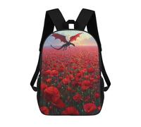 sinyumoney 3D Printed Dragon Over Poppy Field-1 School Backpack for Kids Children's 17inch Backpacks Boy Girl Book Bags Kids School Bag