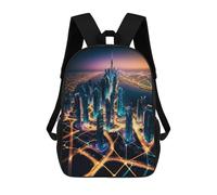 sinyumoney 3D Printed Dubai's Futuristic Skyscrapers School Backpack With Big Pockets for Kids Children's Backpacks Boy Girl Book Bags Kids School Bag 17inch