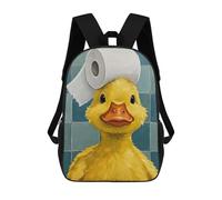 sinyumoney 3D Printed Duckling with Toilet Paper Hat Children Backpacks Kids Cute School Backpack Outdoor Casual Daypack for Boys Middle School Students 17inch