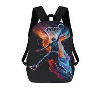 sinyumoney 3D Printed Dynamic Basketball Dunk Artwork Children School Bookbags Fashion Rucksack Casual Travel Children's Backpacks Large Capacity Daypack for Boys Girls 17inch