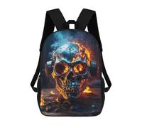 sinyumoney 3D Printed Dynamic Flames Skull School Bag Boys Girls Children's 17inch Backpack School Backpack Casual Fashion Backpack for in School Or Travel
