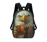 sinyumoney 3D Printed Eagle with Beer Children Backpacks Kids Cute School Backpack Outdoor Casual Daypack for Boys Middle School Students 17inch