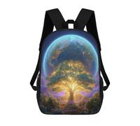 sinyumoney 3D Printed Earth from Space with Tree School Bags Kids 17inch Backpacks Casual Fashion School Bag Backpacks Book Bags for Boys Elementary And Middle School Students