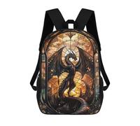 sinyumoney 3D Printed Earthen Stained Dragon Children's School Backpack for Kids High Capacity Travel Rucksacks Fashion Book Bags Kids School Bag Back Pack 17inch