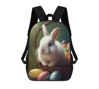 sinyumoney 3D Printed Easter Basket with Bunny-4 Children School Bookbags Fashion Rucksack Casual Travel Children's Backpacks Large Capacity Daypack for Boys Girls 17inch