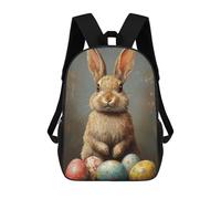 sinyumoney 3D Printed Easter Bunny with Eggs Children Backpacks Kids Cute School Backpack Outdoor Casual Daypack for Boys Middle School Students 17inch