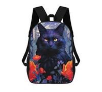 sinyumoney 3D Printed Elegant Cat Children Backpacks Kids Cute School Backpack Outdoor Casual Daypack for Boys Middle School Students 17inch