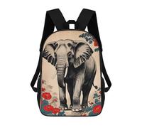 sinyumoney 3D Printed Elephant Japanese Art Children Backpacks Kids Cute School Backpack Outdoor Casual Daypack for Boys Middle School Students 17inch