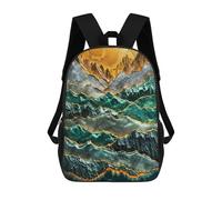 sinyumoney 3D Printed Emerald Mountains Golden Dawn Children Backpacks Kids Cute School Backpack Outdoor Casual Daypack for Boys Middle School Students 17inch