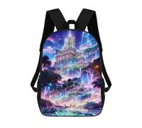 sinyumoney 3D Printed Enchanted Coastal Cityscape School Backpack With Big Pockets for Kids Children's Backpacks Boy Girl Book Bags Kids School Bag 17inch