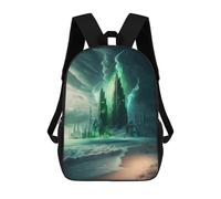 sinyumoney 3D Printed Enchanted Coastal Metropolis -1 Children School Bookbags Fashion Rucksack Casual Travel Children's Backpacks Large Capacity Daypack for Boys Girls 17inch