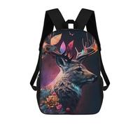 sinyumoney 3D Printed Enchanted Deer Portrait -4 School Bag Boys Girls Children's School Backpack Casual Fashion Backpack for in School Or Travel 17inch