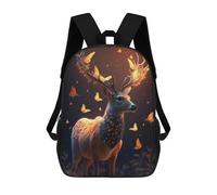 sinyumoney 3D Printed Enchanted Deer with Butterflies Children Backpacks Kids Cute School Backpack Outdoor Casual Daypack for Boys Middle School Students 17inch