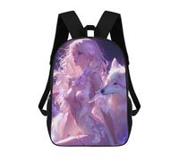 sinyumoney 3D Printed Enchanted Fantasy Fairy Tale Wolf School Bag Boys Girls Children's 17inch Backpack School Backpack Casual Fashion Backpack for in School Or Travel