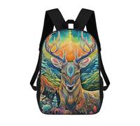 sinyumoney 3D Printed Enchanted Forest Deer -21 Children's School Backpack for Kids High Capacity Travel Rucksacks Fashion Book Bags Kids School Bag Back Pack 17inch