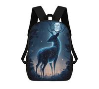 sinyumoney 3D Printed Enchanted Forest Deer Moonlit Night Children Backpacks Kids Cute School Backpack Outdoor Casual Daypack for Boys Middle School Students 17inch