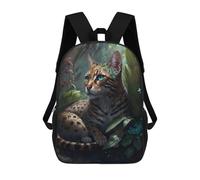 sinyumoney 3D Printed Enchanted Forest Feline School Book Bags Fashion Kids Large Capacity Backpack Children School Bag Travel Rucksacks 17inch