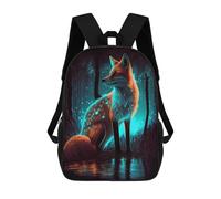 sinyumoney 3D Printed Enchanted Forest Fox -3 Children's School Backpack for Kids High Capacity Travel Rucksacks Fashion Book Bags Kids School Bag Back Pack 17inch