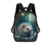 sinyumoney 3D Printed Enchanted Forest Hedgehog Children's School Backpack for Kids High Capacity Travel Rucksacks Fashion Book Bags Kids School Bag Back Pack 17inch